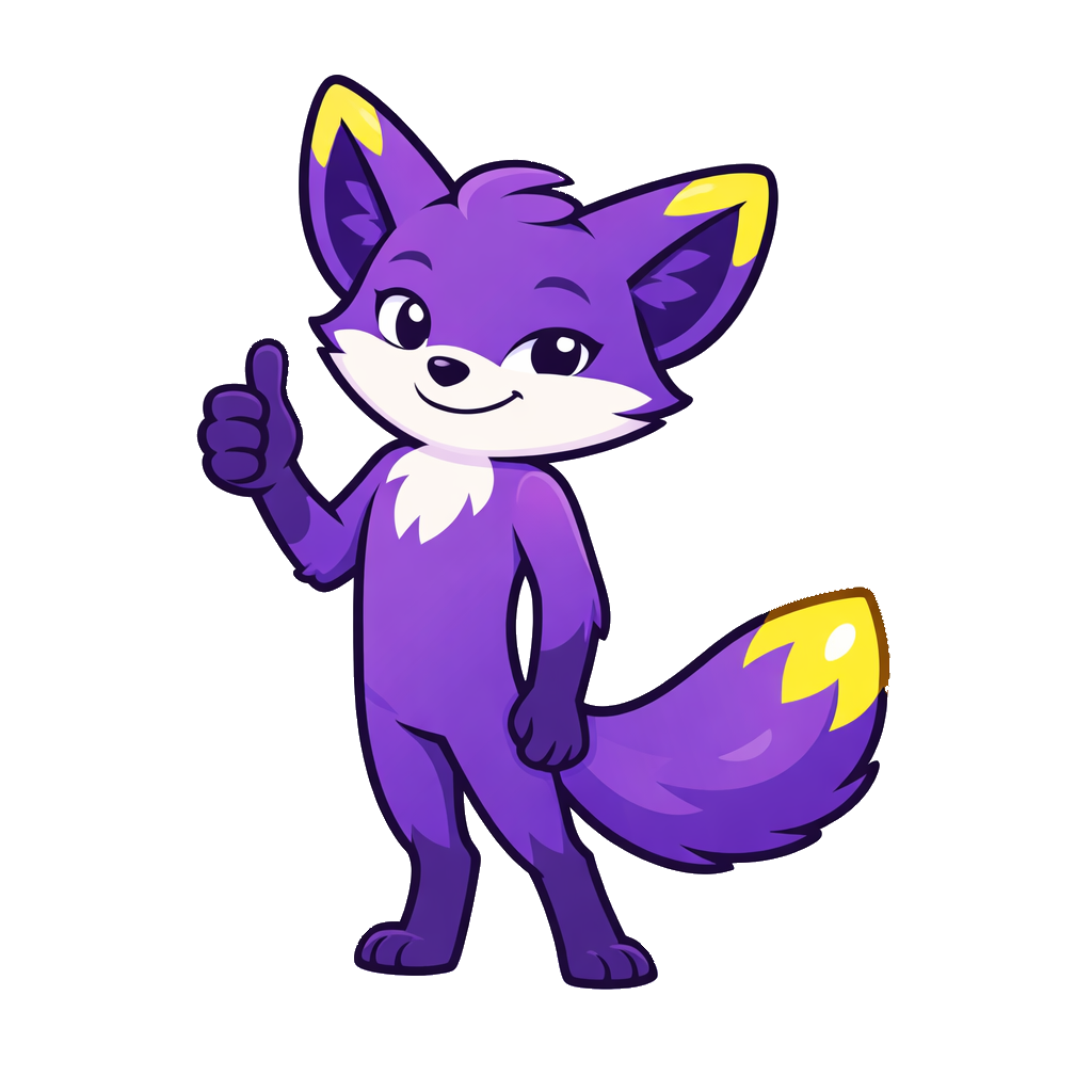 Bolt the Quzzo fox, giving thumbs up